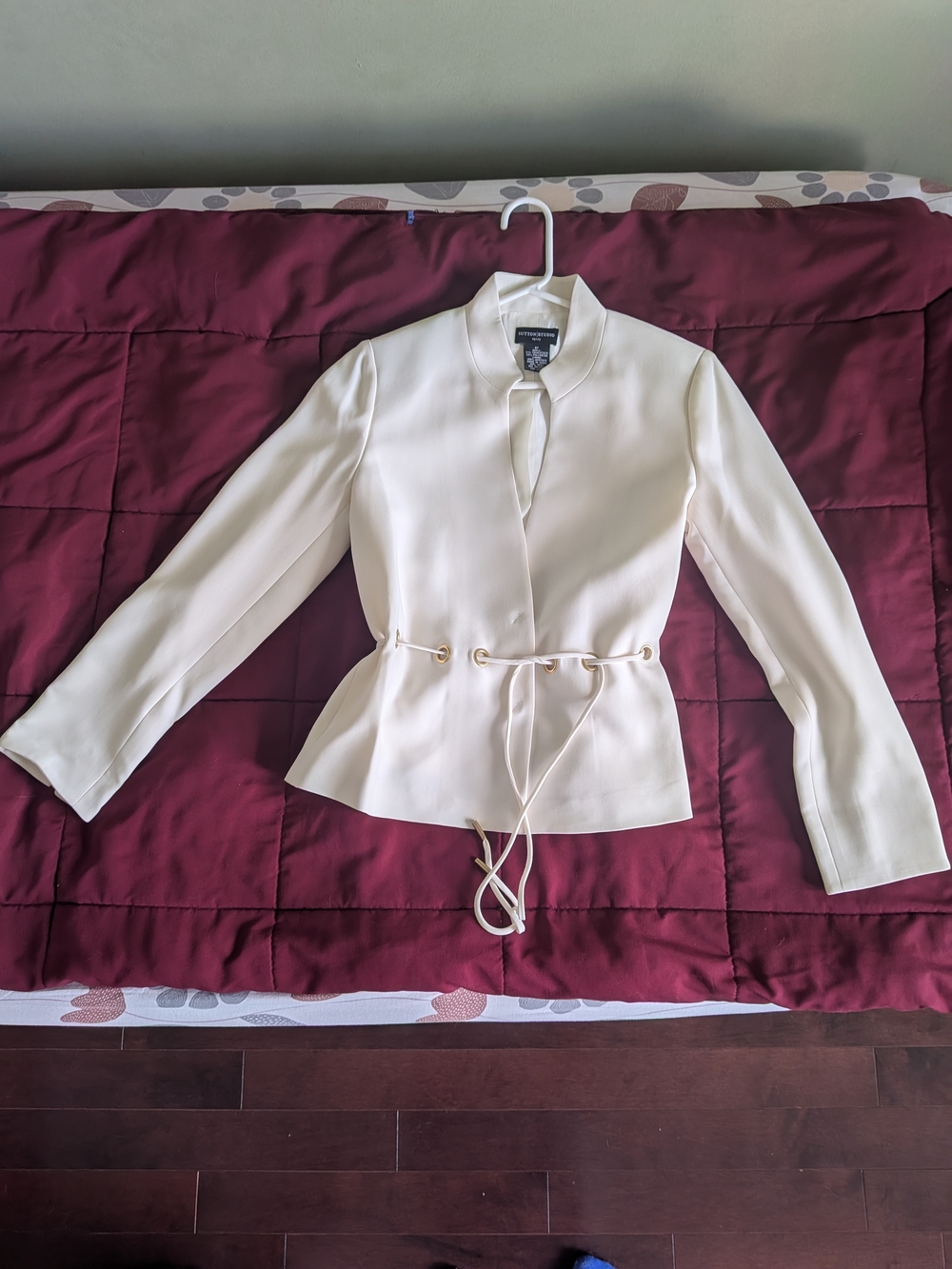 Sutton Studio Cream Drawstring-Waist Blazer
